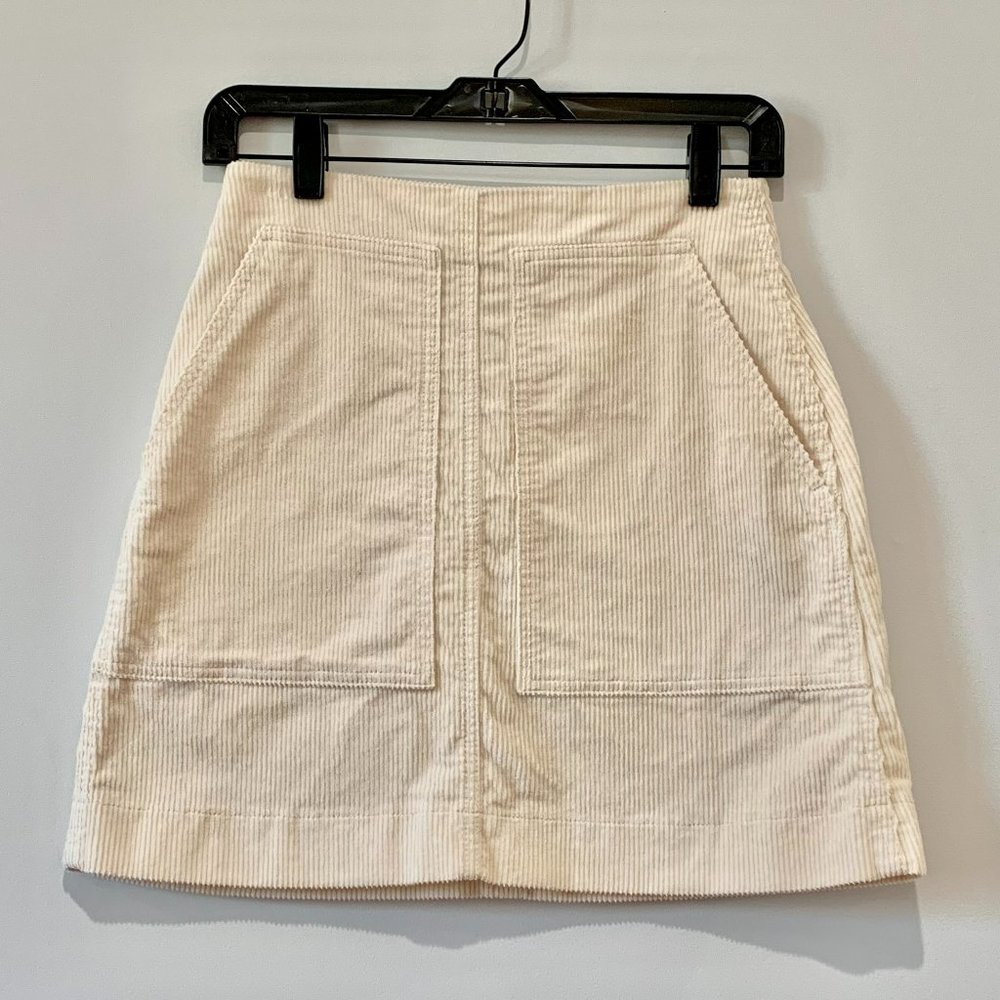 Cream Corduroy Mini Skirt